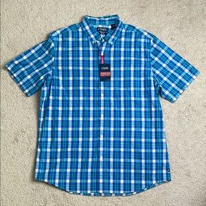Chaps Casual Blue and Green Plaid Button Down Shirt